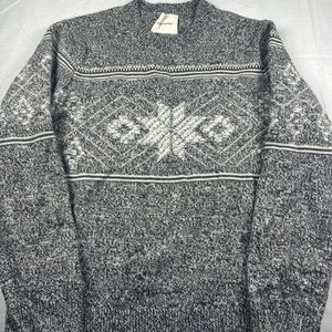 Lucky Brand Men's Crewneck Sweater in Gray and White Wool/Alpaca/Nylon Blend